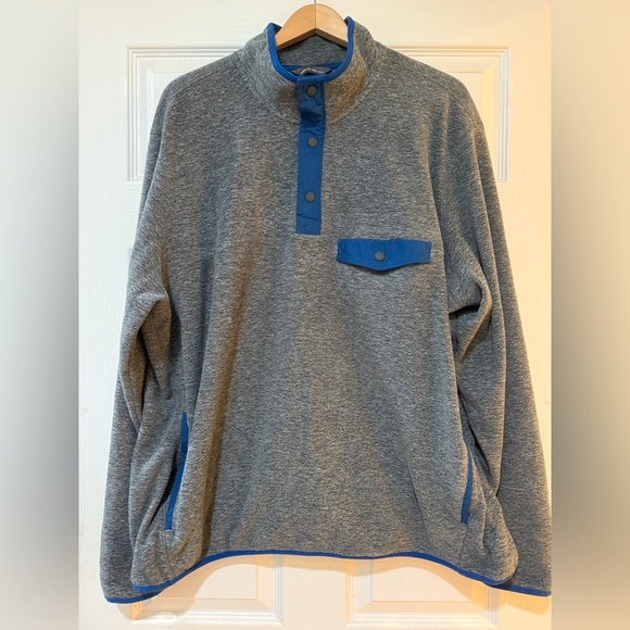 Eddie Bauer Heather Gray Fleece with Blue Trim - Picture 1 of 5